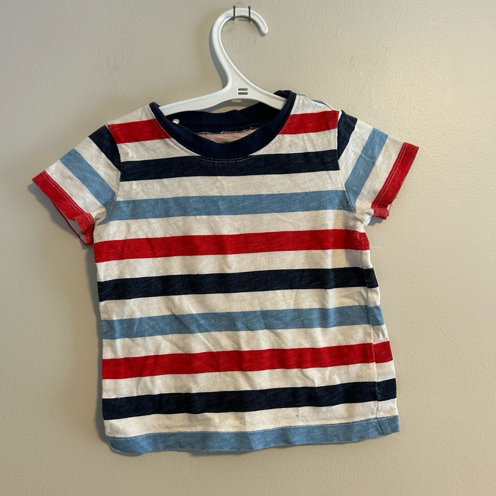 (3/$20) Carter's 24m Multicolor Striped short sleeve Tee - Red, Blue, and White